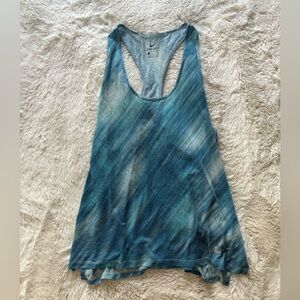 Nike Dri-Fit - Breathe Blue Printed Lightweight Racerback Tank Top
